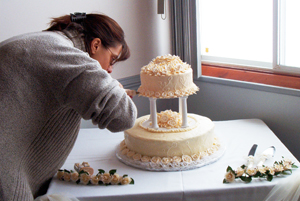 Anne Donkers from Sweet Indulgences is putting the final touches to a very special cake.